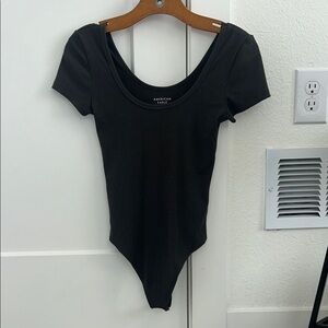 American Eagle Outfitters Dark Gray Ribbed Bodysuit
